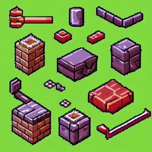 Image similar to collection of rpg game items, sprites, 2 d, pixel art