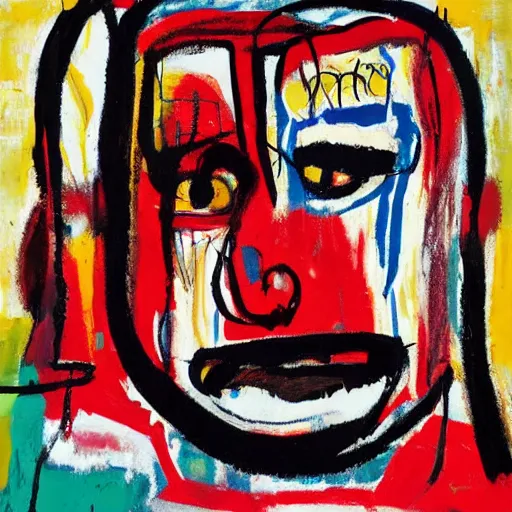 Image similar to portrait of fat man by jean - michel basquiat. pollock, warhol. texture