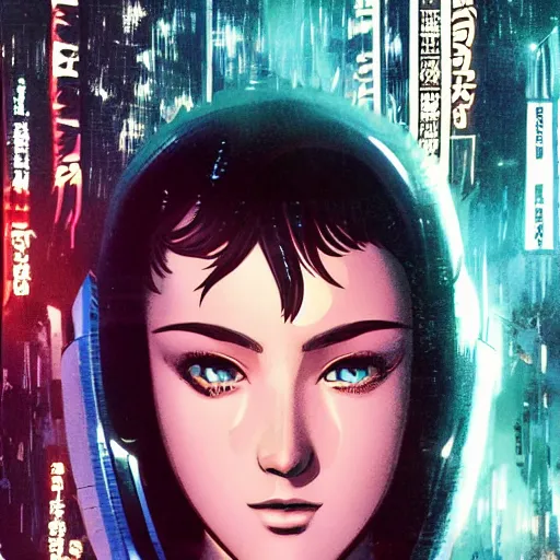 Prompt: beautiful extreme closeup portrait photo in style of 1990s frontiers in retrofuturism deep diving helmet seinen manga fashion blade runner edition, highly detailed, focus on pursed lips, eye contact, soft lighting