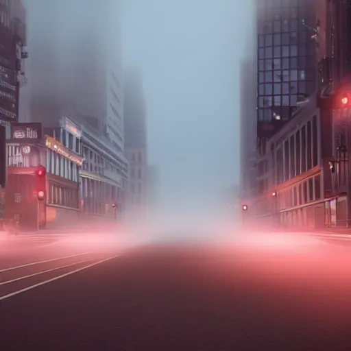 Image similar to still shot of a busy street covered in fog, highly detailed, photorealistic portrait, bright studio setting, studio lighting, crisp quality and light reflections, unreal engine 5 quality render