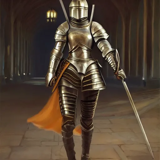 Prompt: painting of a female knight in london, full view, popular on artstation, artstationhd, artstationhq 8 k, volumetric lighting, super focused, no blur, trending on artstation, artstationhd, artstationhq, ultra detailed, by artgerm and james gurney, greg rutkowski,