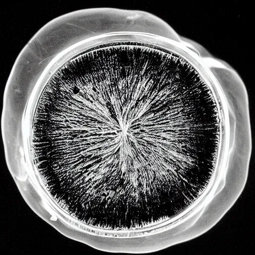 Prompt: microscopic petri dish photo of a transparent sectioned flagellated rod shaped bacteria, pseudomonas aeruginosa, microscopic photo, macro, dark black background, fluids inside