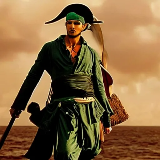 Prompt: real-life zoro, a still of Pirates of the Caribbean