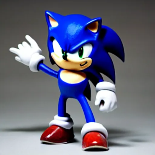 Image similar to sonic the hedgehog made out of porcelain in the style of the ming dynasty