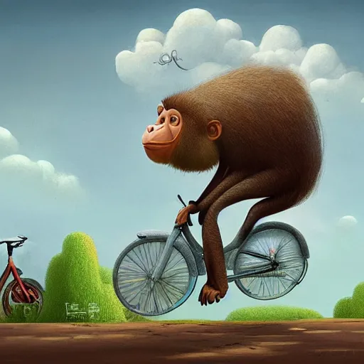 Image similar to monkey riding a bike by gediminas pranckevicius