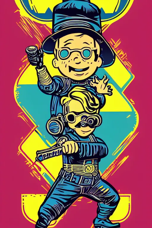 Image similar to fallout 7 6 retro futurist illustration art by butcher billy, sticker, colorful, illustration, highly detailed, simple, smooth and clean vector curves, no jagged lines, vector art, smooth andy warhol style