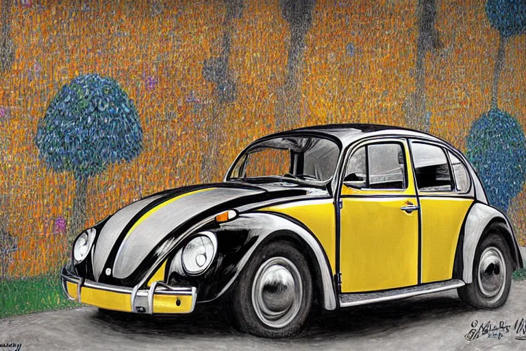 Image similar to gustav klimt vw beetle