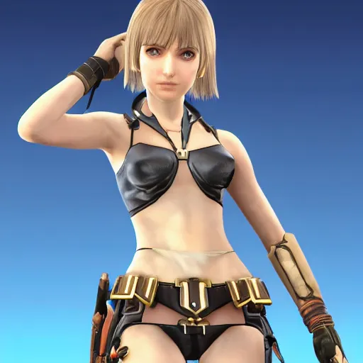 Image similar to natalie portman in xenoblade chronicles, character render, full body shot, highly detailed, in game render