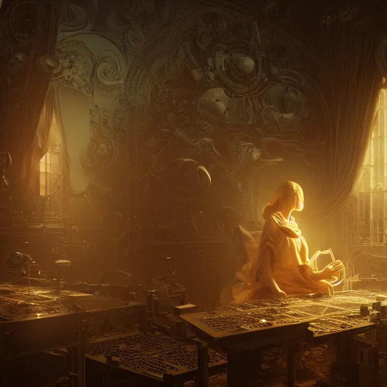 Prompt: motherboard, chip circuit, computer, dream - like atmosphere, baroque landscape painting, perfect composition, beautiful detailed intricate insanely detailed octane render trending on artstation, 8 k artistic photography, photorealistic, soft natural volumetric cinematic perfect light, chiaroscuro, award - winning photograph, masterpiece, raphael, caravaggio, greg rutkowski, beeple