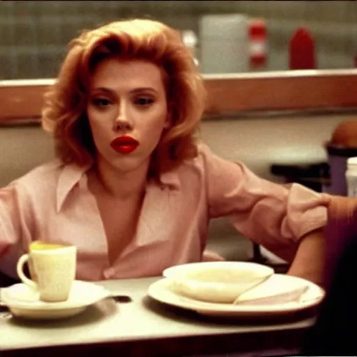 Image similar to a still of Scarlett Johansson at the diner in Twin Peaks (1990)