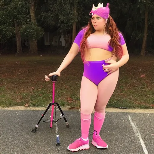 live action princess peach in tight sports bra and