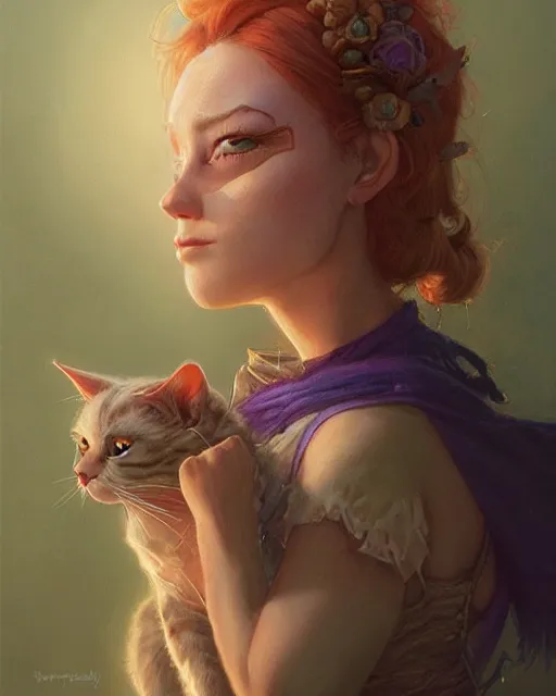 Image similar to lady misfortune the cat | highly detailed | from the pixar film sneaky cats | very intricate | cinematic lighting | award - winning | closeup portrait | by donato giancola and mandy jurgens and charlie bowater | featured on artstation