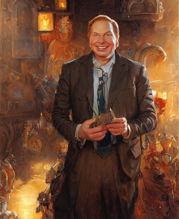 Prompt: portrait of ron hubbard, joyful, highly detailed painting by gaston bussiere, craig mullins, j. c. leyendecker 8 k,