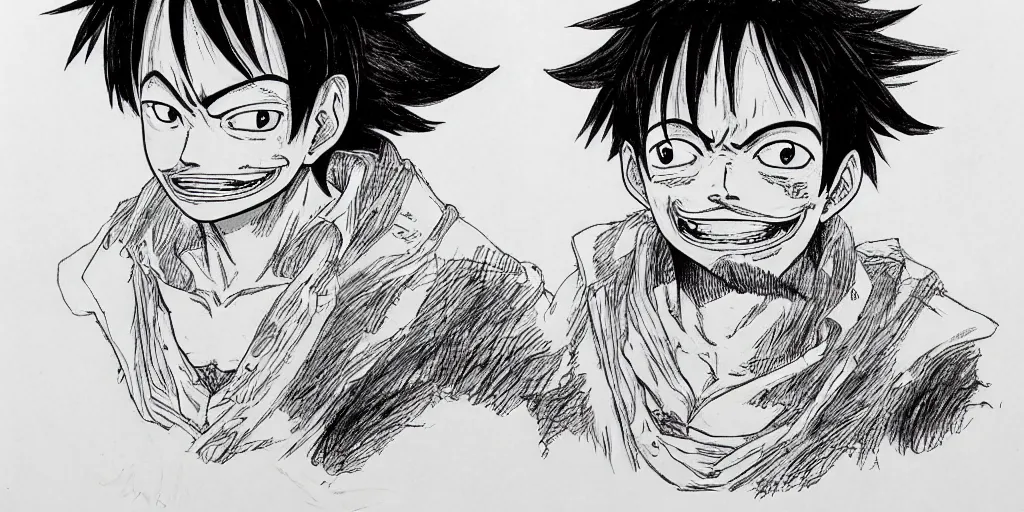 Image similar to [ luffy mustache ] ( by kim jung gi ) ( by kentaro miura )