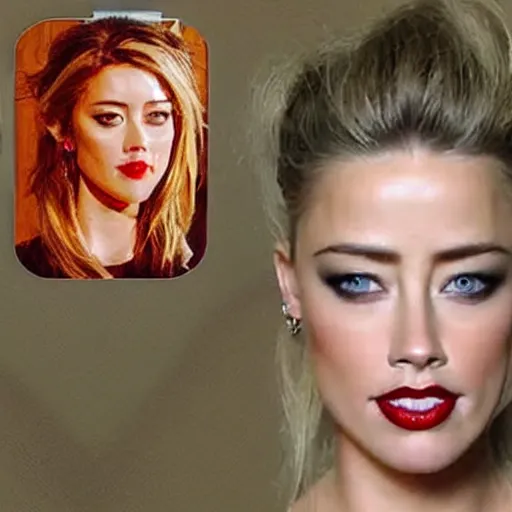 Image similar to a [ gourd ] carved shaped to look like ( amber heard ) face hybrid intercross