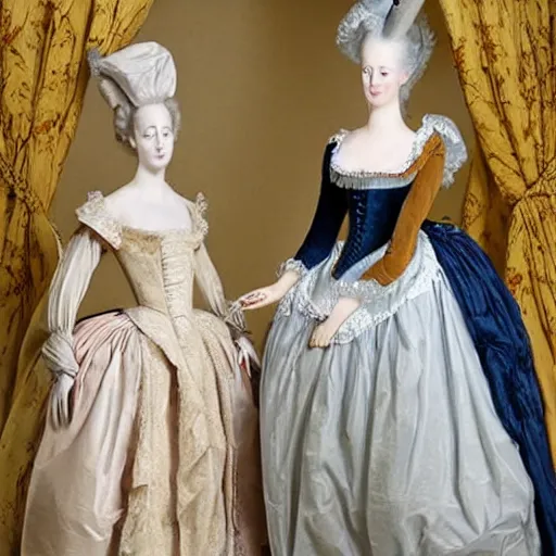 Image similar to dresses of the era of marie-antoinette made of plastic