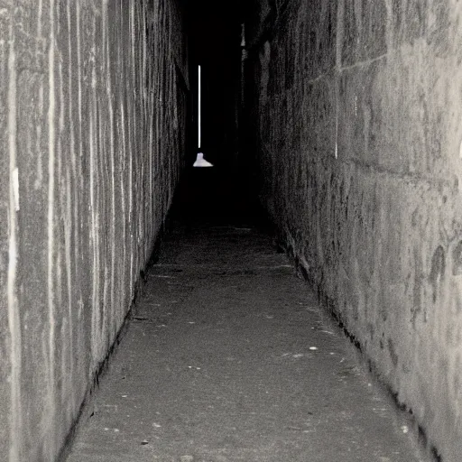 Prompt: A liminal space somewhere in a dark alley way, realistic, photography, early 2000s camera quality,