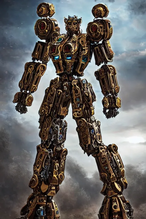 Image similar to cinematic still, intricate ornate humanoid mecha warrior,