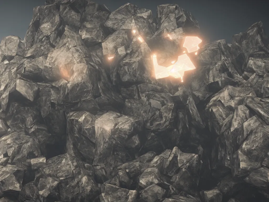 Image similar to Death Stranding black cube in air, rendered in Unreal