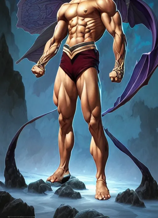 Image similar to aggressive superboy prime, d & d, muscular! crossfit anatomy, fantasy, intricate, elegant, highly detailed, digital painting, artstation, concept art, smooth, sharp focus, illustration, art by artgerm and greg rutkowski and alphonse mucha and alex ross and donato giancola and bayard wu and gustav moreau and wayne barlowe