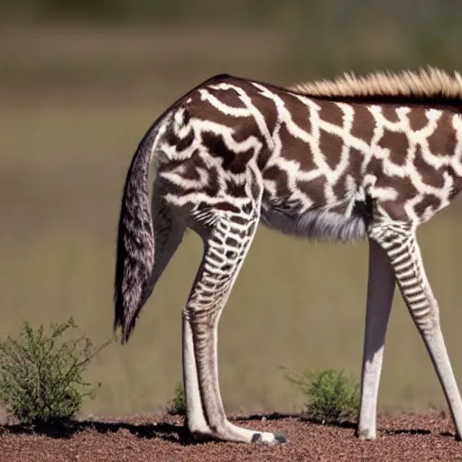 Prompt: photo of an aardwolf giraffe hybrid