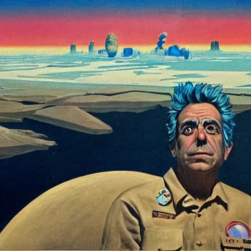 Image similar to a portrait of rick sanchez by chesley bonestell