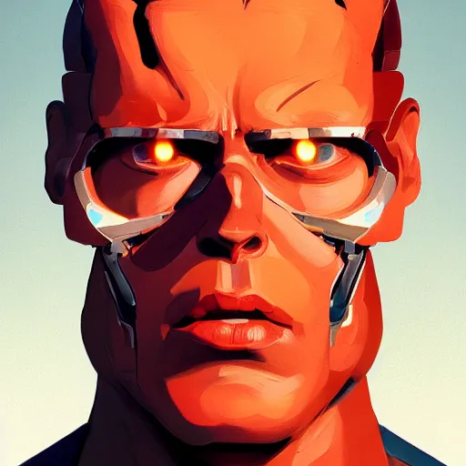 Image similar to face icon stylized minimalist terminator genysis, loftis, cory behance hd by jesper ejsing, by rhads, makoto shinkai and lois van baarle, ilya kuvshinov, rossdraws global illumination