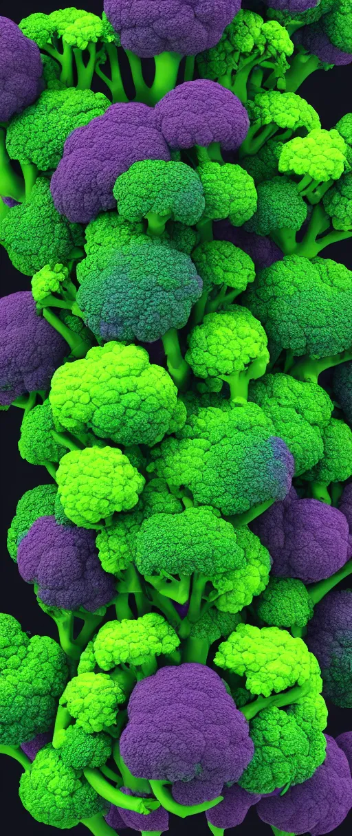 Prompt: a multiverse where we can see the multiple choices represented in a broccoli shaped selection tree. 8k holographic. Hdri. Rainbow colors. Black background. Rendered in Octane