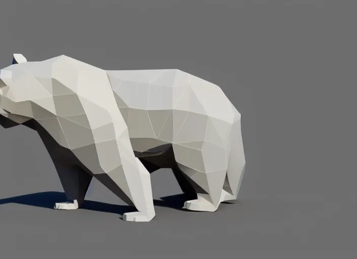 Image similar to low polygon render of a bear, on a white background, isometric 3 d, ultra hd