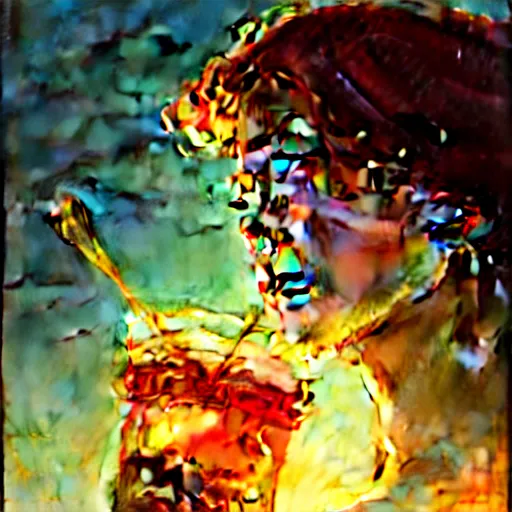 Prompt: glossy liquid honey drops flowing like translucent amber, backlit, sunset, refracted lighting, art by collier, albert aublet, krenz cushart, artem demura, alphonse mucha