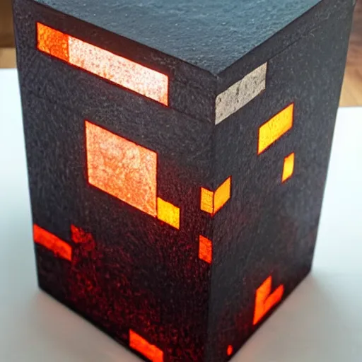 Image similar to a minecraft obsidian lavalamp