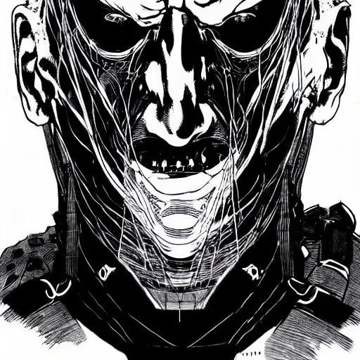 Image similar to Joe Biden looking sinister, by Tsutomu Nihei, highly detailed