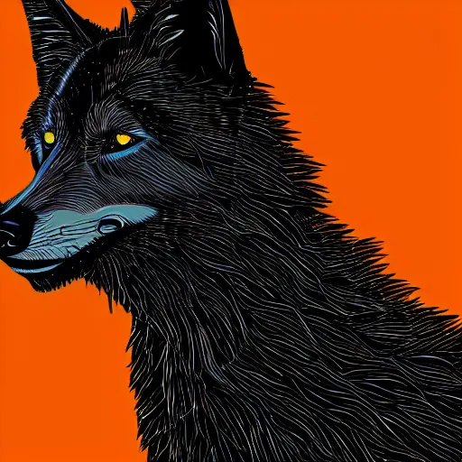 Prompt: black wolf, vector art