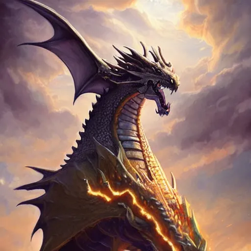 Prompt: giant dragon flying in the sky, giant dragon wings, giant dragon wings, dragon head, dragon head, dragon head, dragon fangs, dragon fangs, dragon claws, dragon body, dragon body, dragon, epic fantasy style art, galaxy theme, by Greg Rutkowski, hearthstone style art, 00% artistic