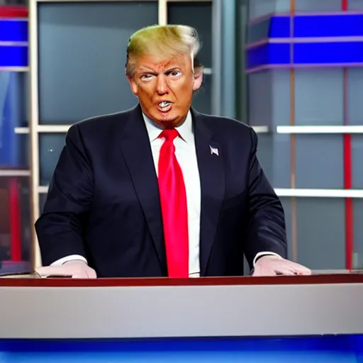 Prompt: donald trump as a news anchor on cnn