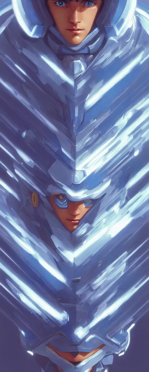 Image similar to perfectly detailed megaman!! blessed by nature with ever - increasing physical mental perfection, symmetrical! intricate, sensual features, highly detailed, biblical divine holy perfection!! digital painting, artstation, concept art, smooth, sharp focus, illustration, art by artgerm and greg rutkowski and alphonse mucha