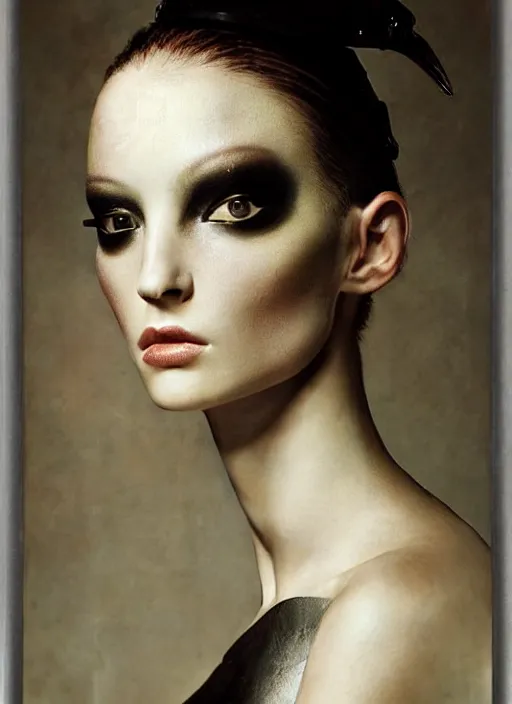 Image similar to close - up portrait of beautyful female android steampunk by paolo roversi,