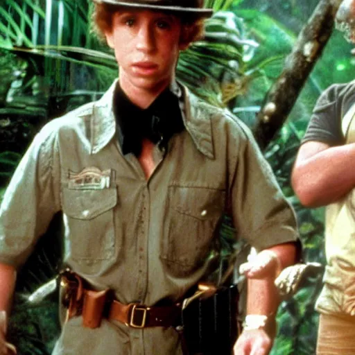 Image similar to a still of from the movie jungle 2 jungle crossover with the movie robocop