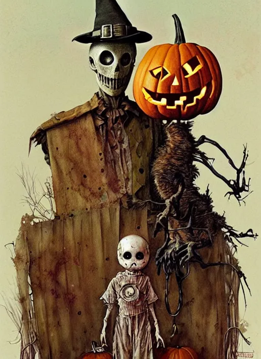 Image similar to halloween scarecrow by chiara bautista and beksinski and norman rockwell and greg rutkowski weta studio, and lucasfilm