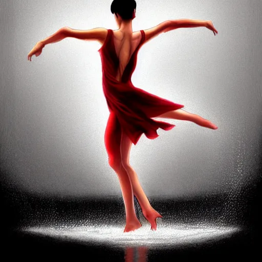 Image similar to semi realistic portrait Salsa Dancing inside the water by Stanley Artgerm Lau, AquaSixio, strong red rim light, Gesture draw, Salsa Social Dance, couple, Salsa tricks, Noir fog dark background, WLOP, Rossdraws, Gesture draw, James Jean, Andrei Riabovitchev, Marc Simonetti, and Sakimichan, trending on artstation