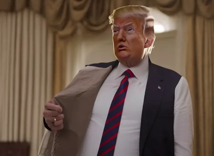 Prompt: film still of donald trump as george bluth sr. in arrested development tv show, 8 k