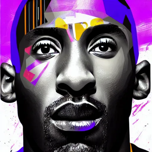 Prompt: kobe bryant, contemporary collage, highly detailed, digital painting, 4 k, hdr, punk, fashion, smooth, sharp focus, art by nick knight, sandra chevrier and john hoyland