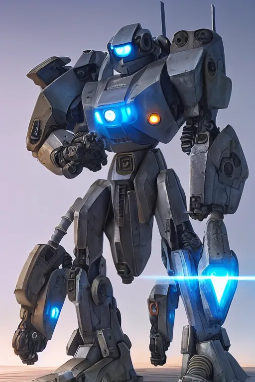 Image similar to mechwarrior 5 : mercenaries mech megaman transformer robot boss tank engine game octane render, 4 k, hd 2 0 2 2 3 d cgi rtx hdr style chrome reflexion glow fanart, global illumination ray tracing hdr fanart arstation by ian pesty by jesper ejsing pixar and disney unreal zbrush central hardmesh