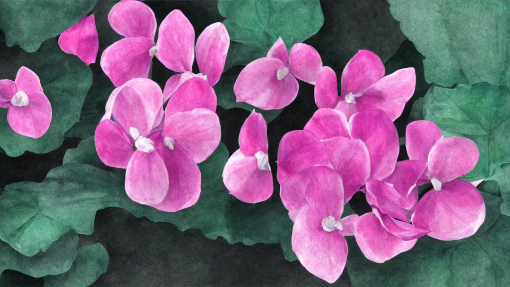 Prompt: photorealism unacceptable inky cyclamen