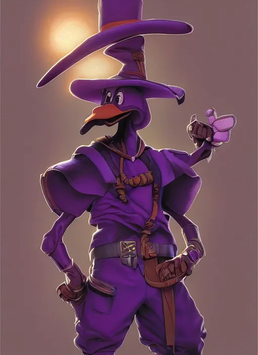 Prompt: portrait of Darkwing Duck from Society (1989), intricate, highly detailed, centered, digital painting, artstation, concept art, smooth, sharp focus, illustration, artgerm, donato giancola, Joseph Christian Leyendecker, WLOP, Artgerm