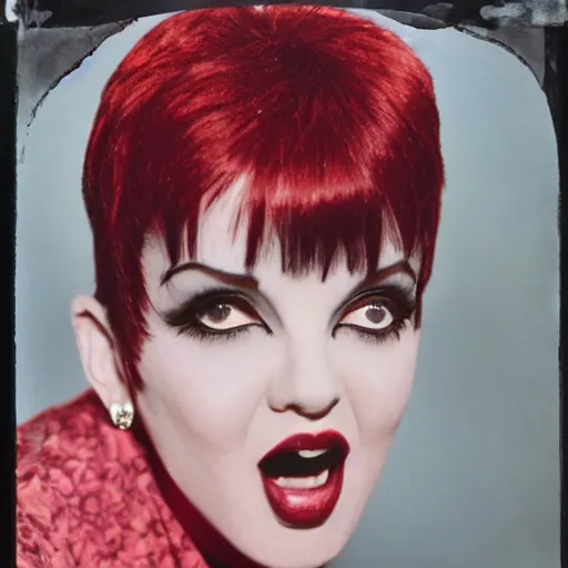 Prompt: photographic portrait of a hybrid of liza minelli and holly gagnier aged 2 2, with a fringe, 8 k