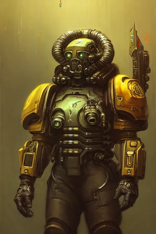 Image similar to character portrait cyberpunk starcraft terran warhammer 4 0 k space marine tech priest steve buscemi, character design, painting by gaston bussiere, katsuya terada, frank frazetta, tom of finland, trending on artstation