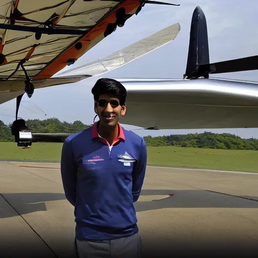 Image similar to rishi sunak flies a plane made of money