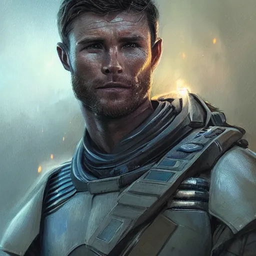 Prompt: portrait of a man by greg rutkowski, jedi commander, he looks like scott eastwood, wearing the tactical gear of the galactic alliance, star wars expanded universe, he is about 5 0 years old, highly detailed portrait, digital painting, artstation, concept art, smooth, sharp foccus ilustration, artstation hq