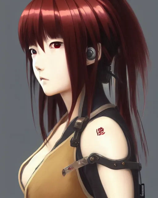 Image similar to Anime as Samurai girl cute-fine-face, brown-red-hair pretty face, realistic shaded Perfect face, fine details. Anime. Samurai armour realistic shaded lighting by Ilya Kuvshinov katsuhiro otomo ghost-in-the-shell, magali villeneuve, artgerm, rutkowski, WLOP Jeremy Lipkin and Giuseppe Dangelico Pino and Michael Garmash and Rob Rey